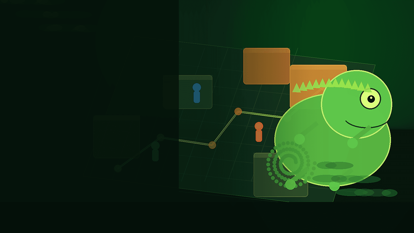 Stylized chameleon hiding on a multiplayer map
