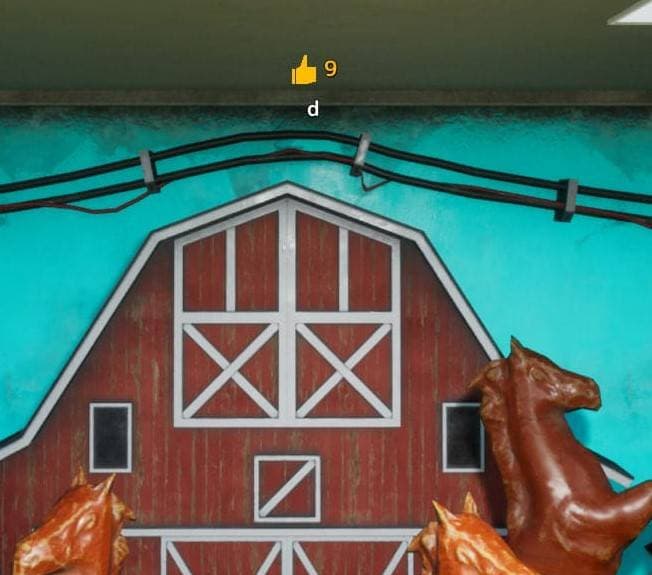 Red barn wall and horse prop hiding spot screenshot
