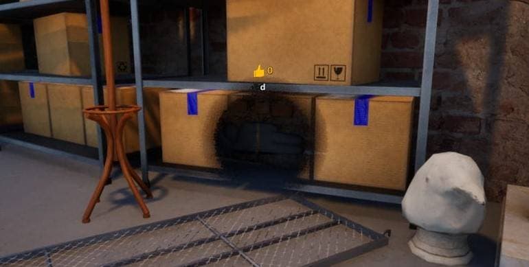 Boxes and easel floor hiding spot screenshot