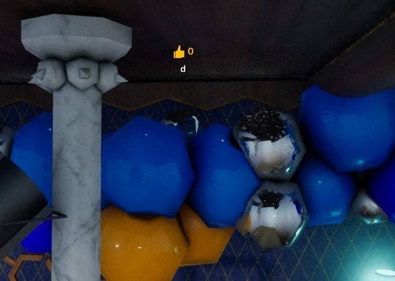 Balloon pile by marble column hiding spot screenshot