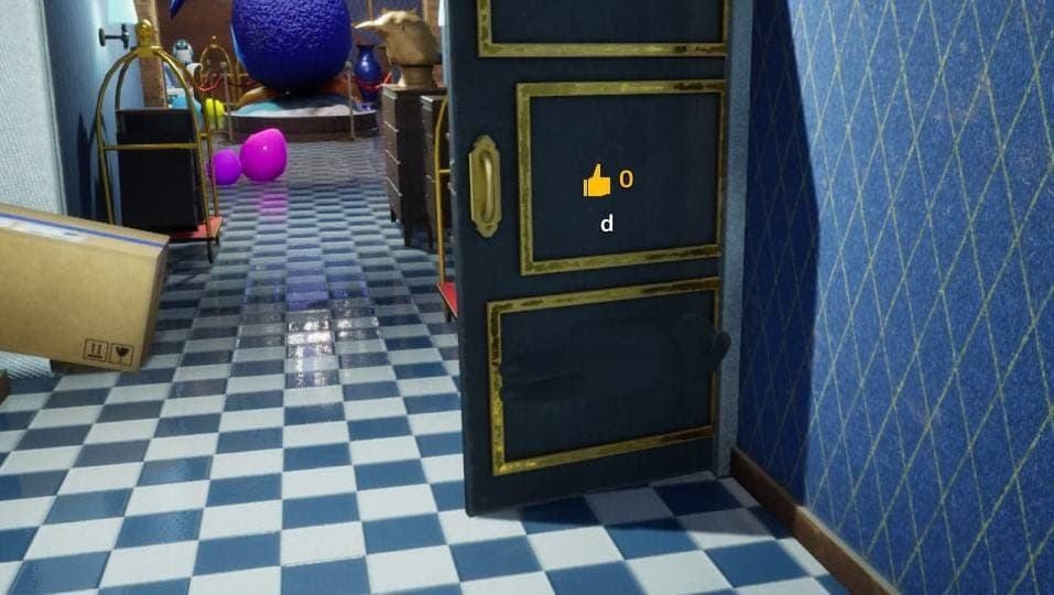 Blue doorframe edge hiding spot screenshot