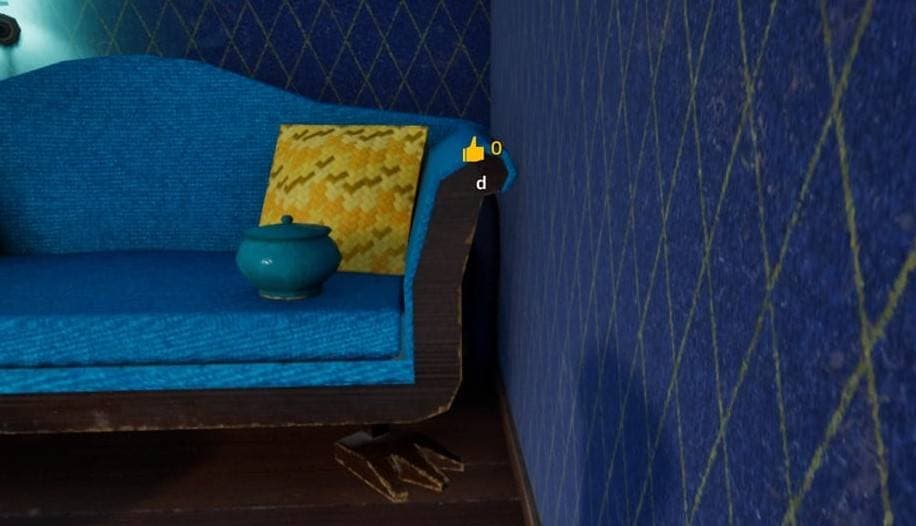 Blue sofa corner hiding spot screenshot