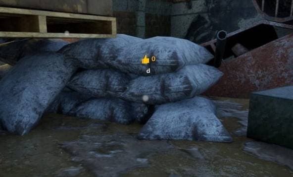 Gray sandbags hiding spot screenshot