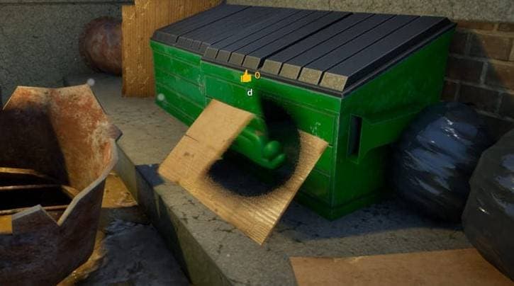 Green bin rim hiding spot screenshot