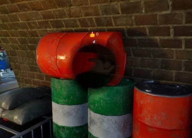 Orange barrel and tires hiding spot screenshot