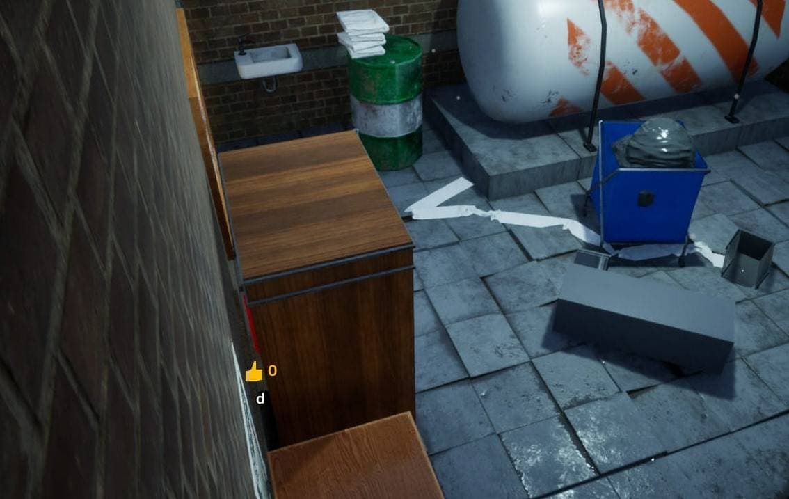 Behind wood cabinet hiding spot screenshot